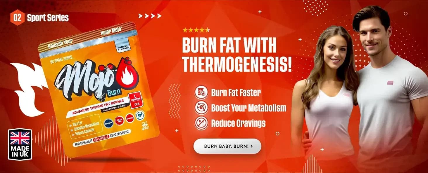 Mojo Burn — pembakar lemak termostat lanjutan — bakarkan lemak dengan termogenesis: bakarkan lemak lebih cepat, tingkatkan metabolisme anda, kurangkan keinginan makan. Bakar baby, bakar!