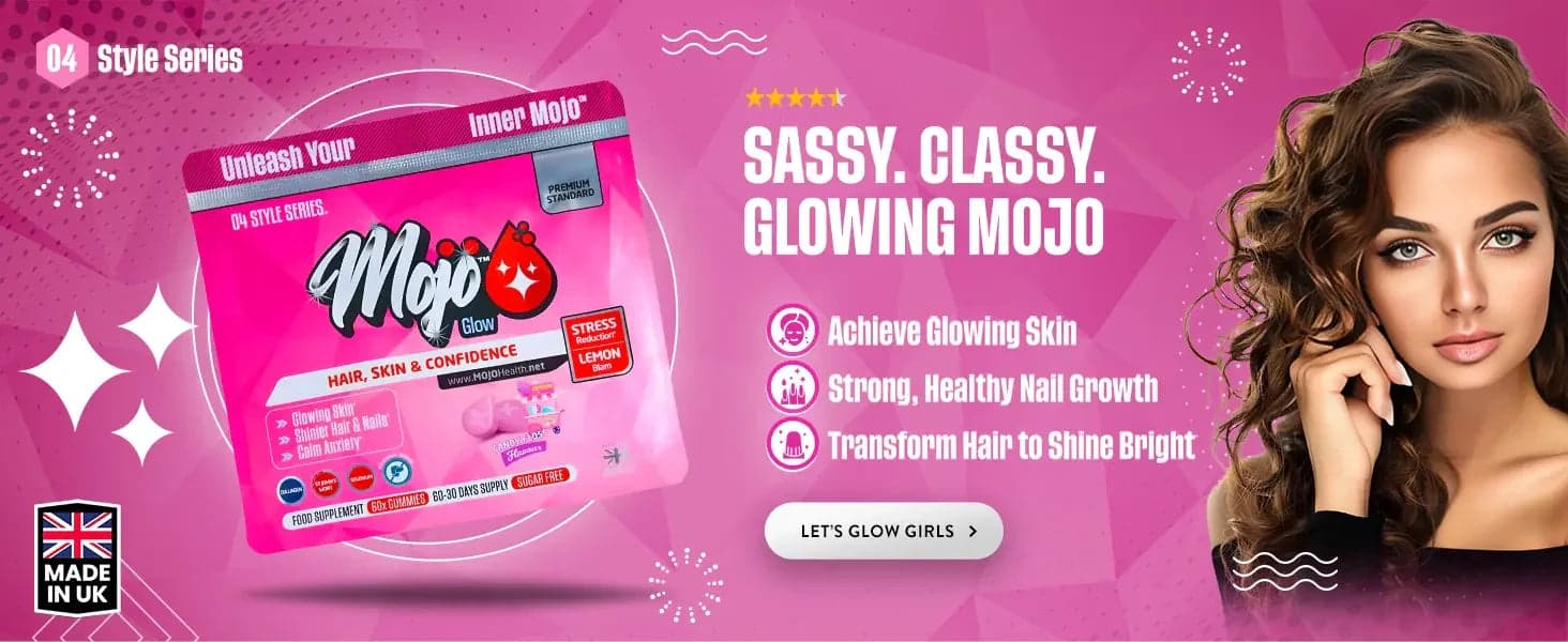 Mojo Glow — rambut, kulit dan keyakinan — Mojo yang ceria, bergaya dan bercahaya: capai kulit yang bercahaya, pertumbuhan kuku yang kuat dan sihat, ubah rambut bersinar terang. Mari bercahaya cewek-cewek.